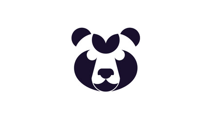 Minimalist panda bear head logo icon. © SATU