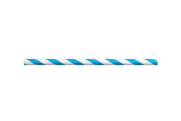 Obraz premium Drinking straw showing blue and white diagonal stripes, a common plastic item for enjoying cold beverages, rendered with a transparent background