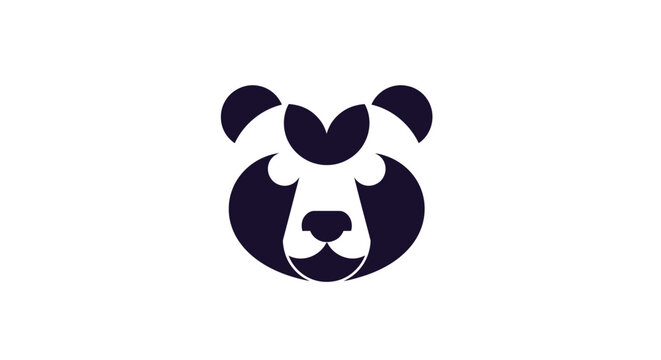 Minimalist panda bear head logo icon.