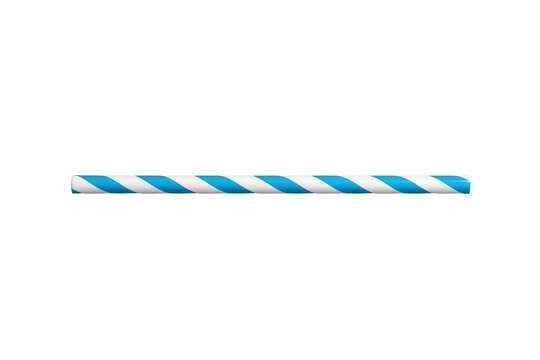 Drinking straw showing blue and white diagonal stripes, a common plastic item for enjoying cold beverages, rendered with a transparent background