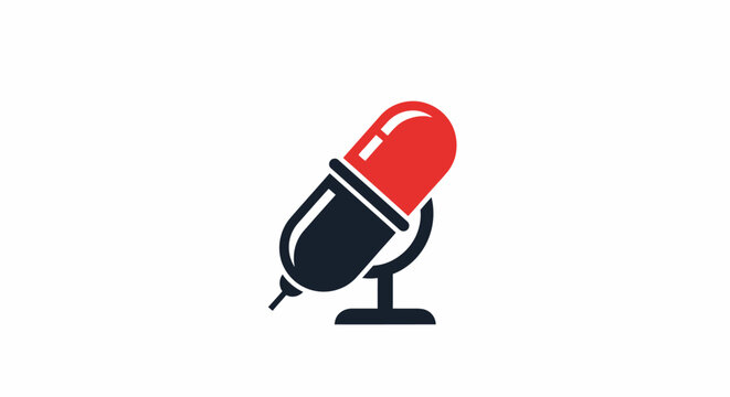 Professional studio microphone icon with red top.