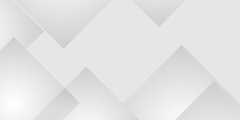 Obraz premium Abstract white and grey geometric background with overlapping diagonal square shapes and subtle light gradient effects. A soft grey and white gradient.
