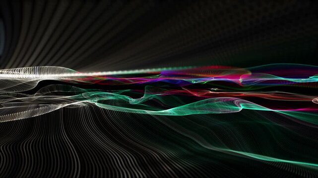 Fantastic video animation with particle wave object in slow motion, 4096x2304 loop 4K