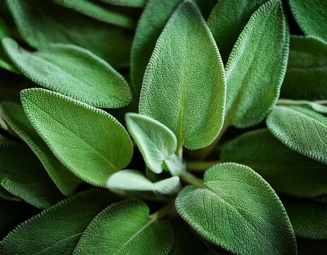 clary sage natural green leaves macro background generative ai