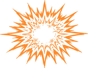 Comic explosion burst vector, orange pop art starburst effect, hand drawn action bubble for manga and superhero illustrations © SanaMuhyUdDin