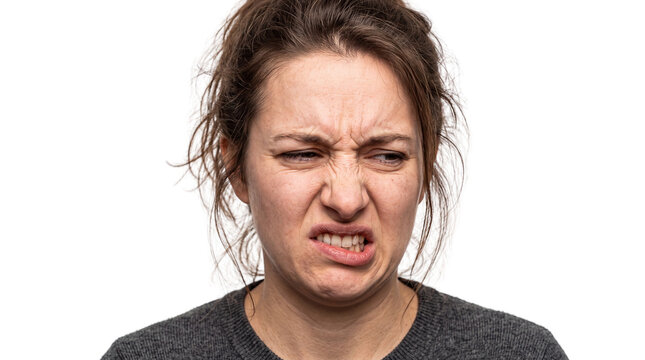 Portrait of a Young Woman with a Disgusted and Repulsed Facial Expression