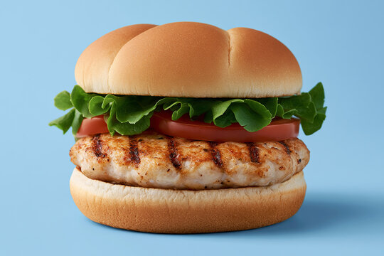 Chicken smash burger on blue background