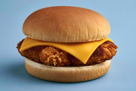 Chicken smash burger on blue background