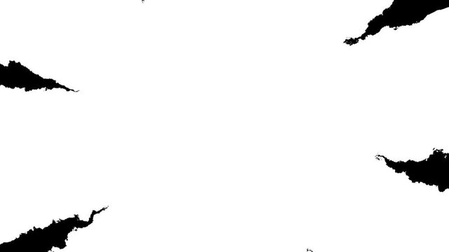 White and black abstract explosion animation mask. Black jagged lines expanding on a white background. Ideal for alpha channel tracking and transitions.