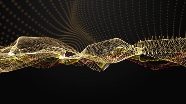 Fantastic video animation with particle wave object in slow motion, 4096x2304 loop 4K