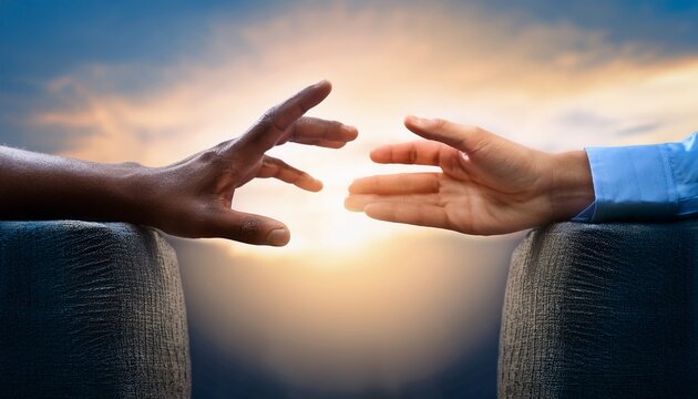 two hands reaching for each other but never touching separation unfulfilled connection