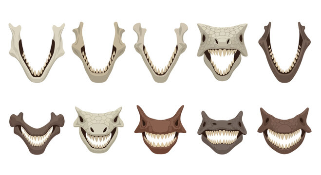 Set of Dinosaur Jaws and Teeth Icons