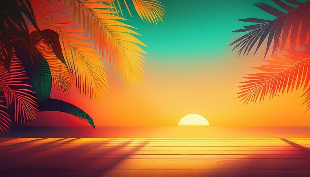 summer background vibrant tropical sunshine soft palm shadows warm seasonal colors premium adobe stock seller aesthetic