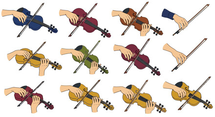 Set of Violin Playing Hands Illustration © personal