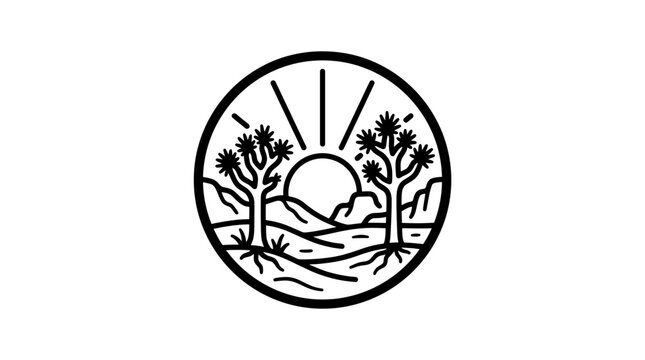 Black and white tree landscape icon.