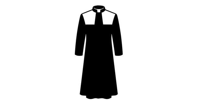 Black cassock robe with white collar clergy attire vector design