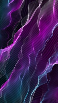Fantastic vertical video animation with particle wave object in slow motion, 2304x4096 loop 4K