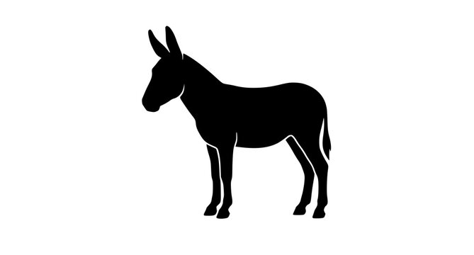 Black standing donkey silhouette vector for farm and livestock design