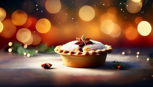 mince pie on bokeh background generative ai