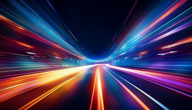 abstract nighttime tunnel driving perspective with motion blur