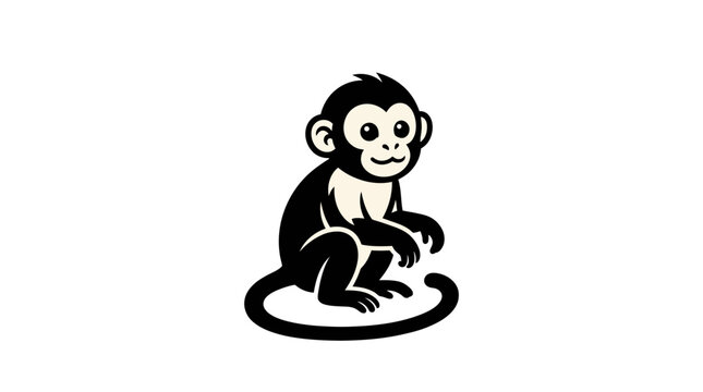 Cartoon monkey sitting isolated