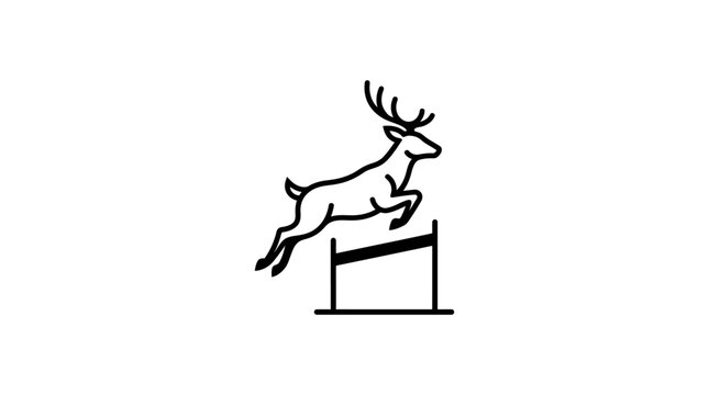 Deer jumping over hurdle simple line art