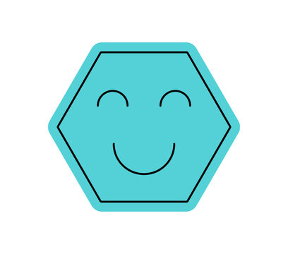 Groovy blue flat icon in y2k retro style with smiley emoji and happy eyes. Cheerful symbol as a graphic element, modern and nostalgic for positive pop vibes cool visual concepts.