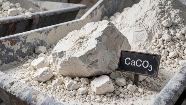 Large rock center pile gravel white appears made rough material possibly stone concrete resting top which scat