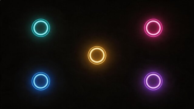 Neon glowing circles on dark background