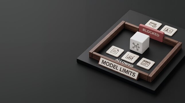 Ai trust and responsible AI constraints concept with a trustworthy AI model limits review interface, AI trust