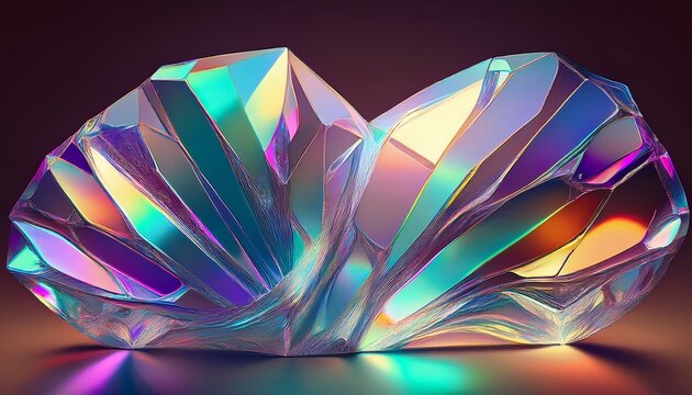 iridescent background crystal glass abstract shape