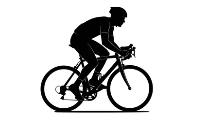 Fototapeta premium Cyclist riding bicycle in motion silhouette.