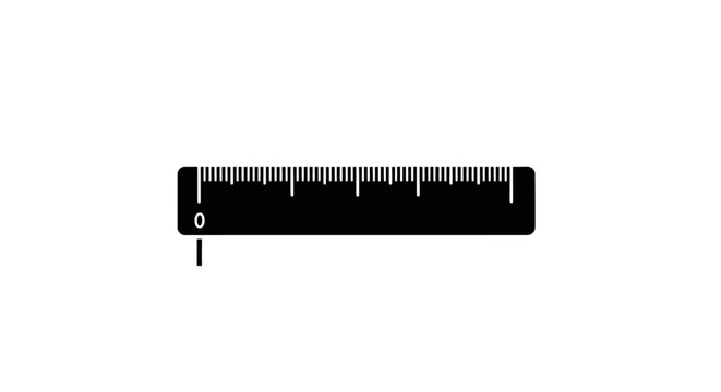 Close-up of black ruler showing measurement increments.