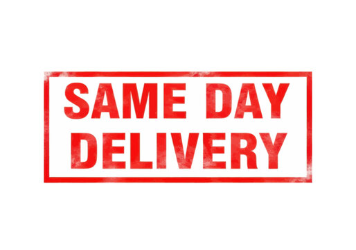 Same day delivery red rubber stamp
