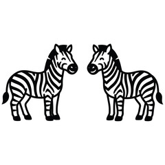 Obraz premium Zebras facing each other in black and white