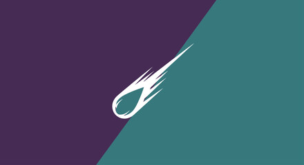 White shooting star comet on split color background. © Scuka