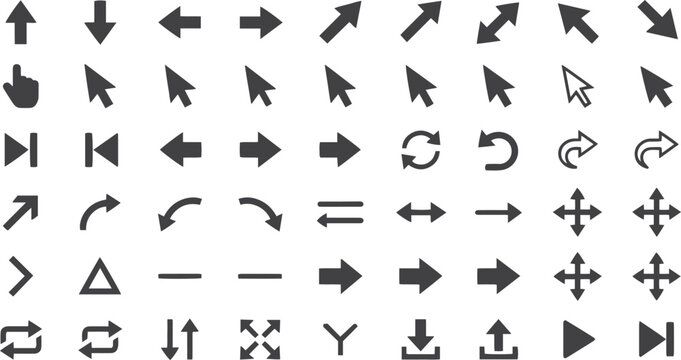 Comprehensive cursor collection essential navigation control icons for user interface design