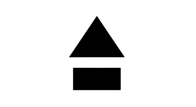 Vector illustration of eject symbol icon consisting of a triangle pointing up above a horizontal rectangle on a transparent background