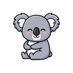 Fototapeta premium Cute little koala bear sitting and smiling in flat design style