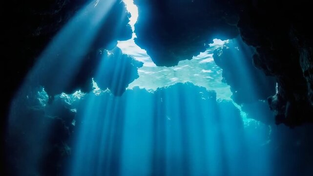 Underwater cave and light