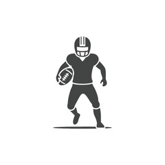 Fototapeta premium American football player silhouette running with ball, simple icon for sports and competition
