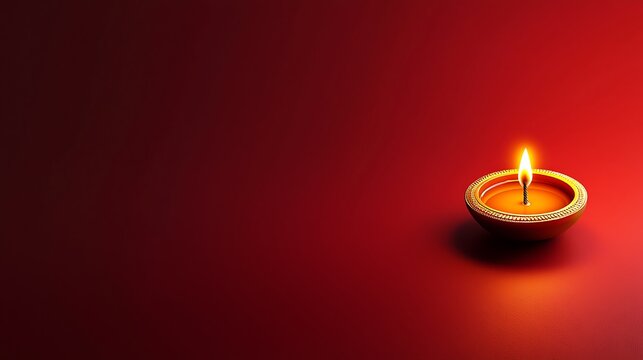 Oil lamp lit warm red background