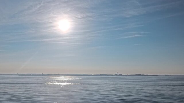 Industrial harbor commerce and waterfront logistics background landscape at sunrise