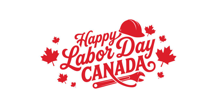Happy labour day canada red and white festive graphic