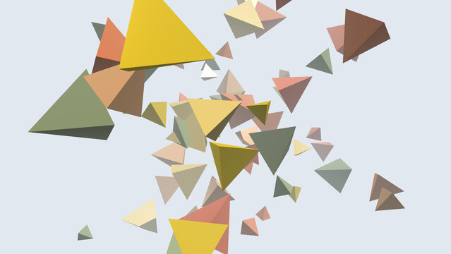 Procedural background of abstract 3d background  with  colorful floating geometric pyramids