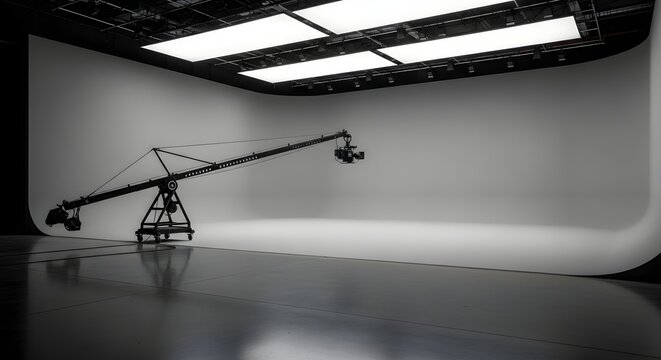 Camera jib in professional film studio