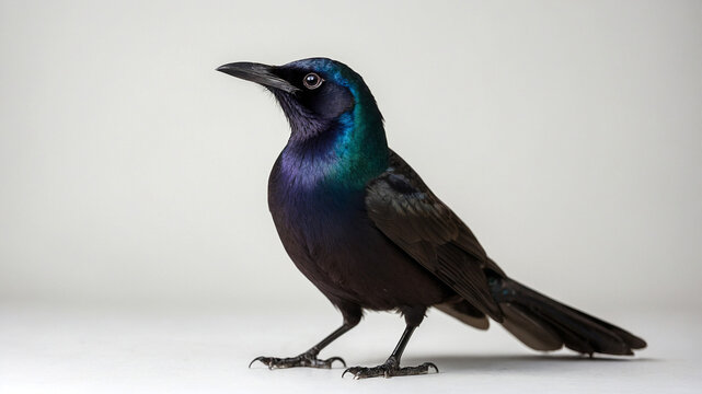 grackle bird on the white background