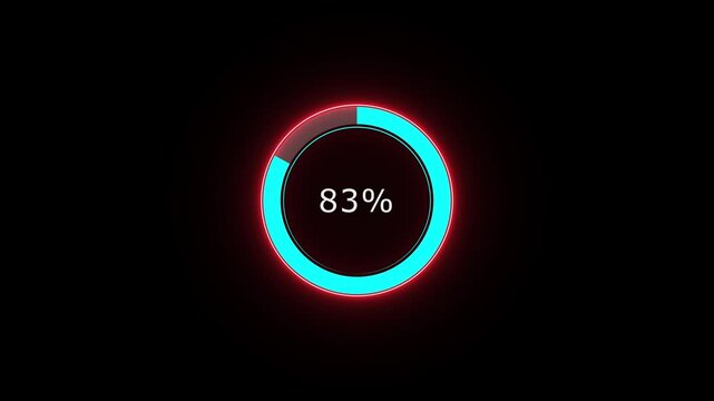 A dynamic circle loading animation, and on a black background is loading from 1 to 99 .