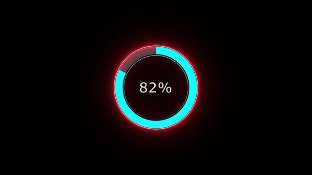A dynamic circle loading animation, and on a black background is loading from 1 to 98 .