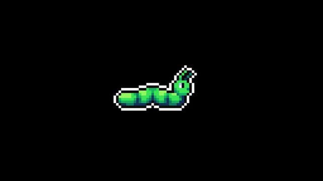 Pixel Art Caterpillar Crawling Animation Seamless Loop Retro Game Sprite